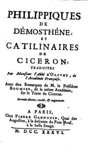 Tapa de Philippiques de Démosthéne: et Catilinaires de Cicéron