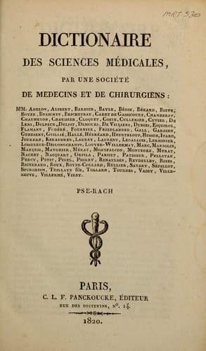 Tapa de Dictionnaire des sciences médicales