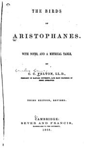 Tapa de The Birds of Aristophanes: With Notes, and a Metrical Table