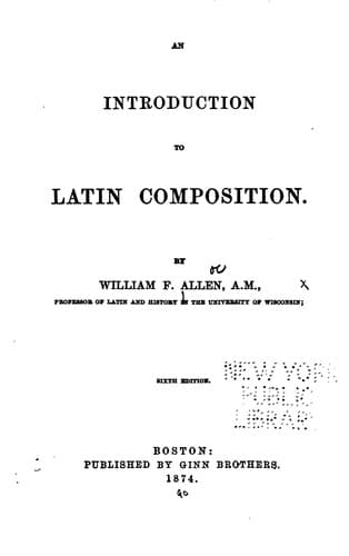 Tapa de Introduction to Latin Composition