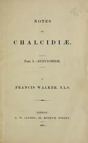 Tapa de Notes on Chalcidiæ ..