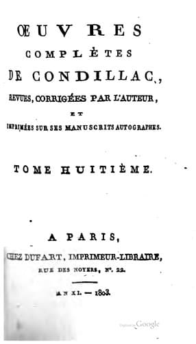 Tapa de Œuvres complétes de Condillav, revues