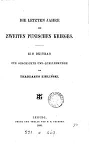 Tapa de Die letzten Jahre des zweiten punischen Krieges