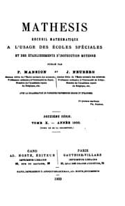 Tapa de Mathesis: recueil mathématique à l'usage des écoles spéciales et des établissements d ...