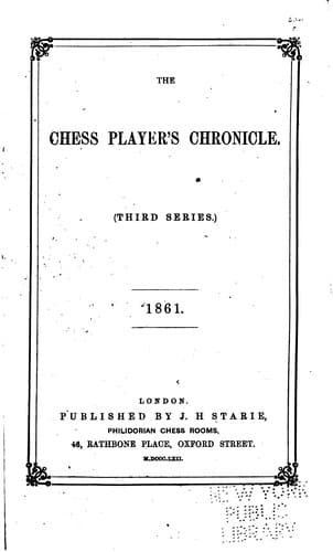 Tapa de Chess Player's Chronicle