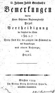 Tapa de D. Johann Jakob Griesbach's Bemerkungen uber des Herrn Geheimen in Regierungsraths Hezel