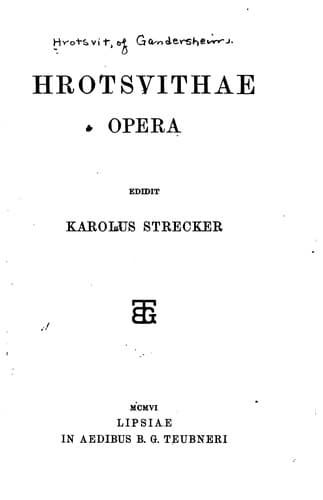 Tapa de Hrotsvithae Opera