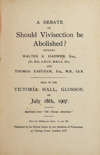 Tapa de A debate on Should vivisection be abolished?