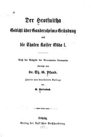 Tapa de Der Hrotsuitha Gedicht über Gandersheims Gründung und die Thaten Kaiser Oddo I