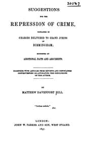 Tapa de Suggestions for the Repression of Crime, Contained in Charges Delivered to Grand Juries of ..