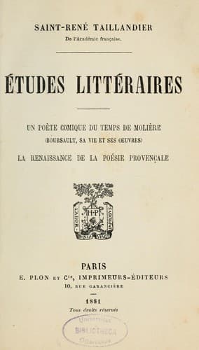 Tapa de Études littéraires