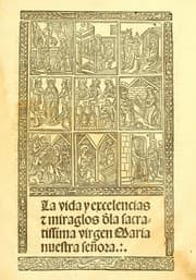 Tapa de La vida y excelencias & miraglos dla sacratissima virgen Maria nuestra señora