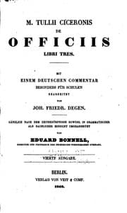Tapa de M. Tulli Ciceronis De officiis libri tres: mit einem deutschen Commentar ..