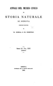 Tapa de Annali Del Museo Civico Di Storia Naturale "Giacomo Doria".