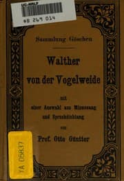 Tapa de Walther von der Vogelweide: Mit einer Auswahl aus Minnesang und ...