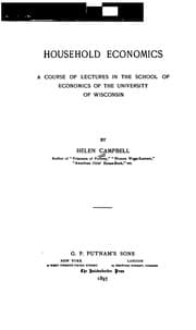 Tapa de Household Economics; a Course of Lectures in the School of Economics of the University of Wisconsin