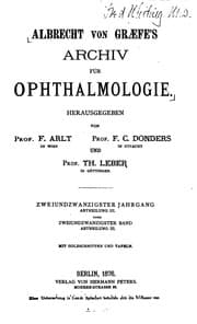 Tapa de Albrecht von Graefe's Archiv fuer Ophthalmologie
