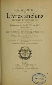 Tapa de Catalogue de livres anciens imprimés et manuscrits provenant en partie de la bibliothèque de feu M. N*** de W***, membre de l'Institut