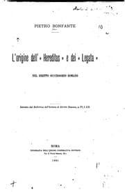 Tapa de L'origine dell'"hereditas" e dei "legata" nel diritto successorio romano ..