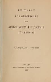 Tapa de Beiträge zur Geschichte der griechischen Philosophie und Religion