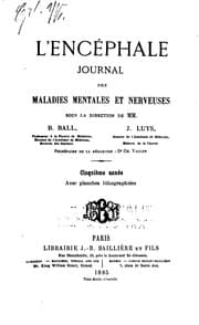 Tapa de Encephale, journal des maladies mentales et nerveurses