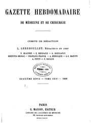 Tapa de Gazette hebdomadaire de médecine et de chirurgie