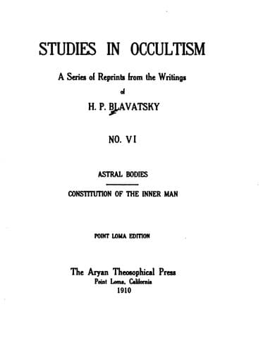 Tapa de Studies in Occultism