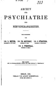 Tapa de Archiv fuer psychiatrie und nervenkrankheiten