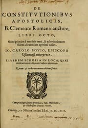 Tapa de De constitvtionibvs apostolicis, B. Clemente Romano auctore, libri octo