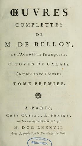 Tapa de Oeuvres complettes de M. de Belloy