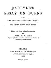 Tapa de Essay on Burns: With the Cotter's Saturday Night and Other Poems from Burns