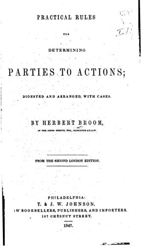Tapa de Practical Rules for Determining Parties to Actions: Digested and Arranged, with Cases