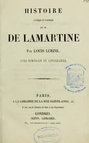 Tapa de Histoire poétique et politique de M. de Lamartine