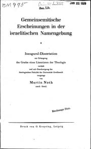 Tapa de Gemeinsemitische Erscheinungen in der israelitischen Namengebung