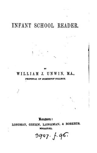 Tapa de Infant school reader. [Ed.] by W.J. Unwin