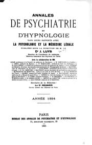 Tapa de Annales de psychiatrie et d'hypnologie dans leurs rapports avec la ...