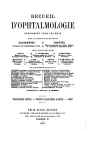 Tapa de Recueil d'ophtalmologie