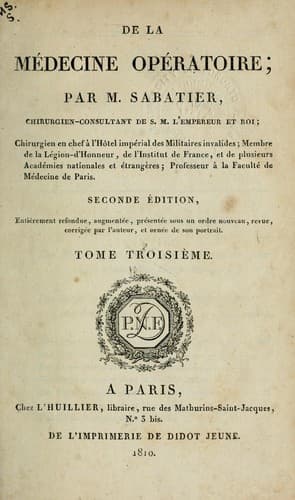 Tapa de De la médecine opératoire