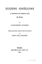 Tapa de Eugene Onéguine: A Romance of Russian Life in Verse