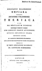 Tapa de Nicandri Colophonii Theriaca: id est de bestiarum venenis eorumque remediis ...