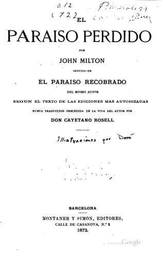 Tapa de El paraíso perdido
