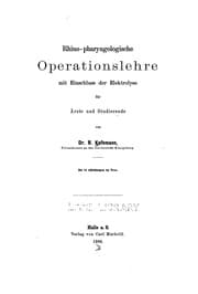 Tapa de Rhino-pharyngologische Operationslehre mit Einschluss der Elektrolyse fur Arzte und Studierende