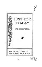 Tapa de Just for To-day, and Other Verses.
