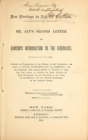 Tapa de Mr. Jay's second letter on Dawson's introduction to The Federalist