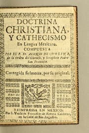 Tapa de Doctrina christiana, y cathecismo en lengua mexicana