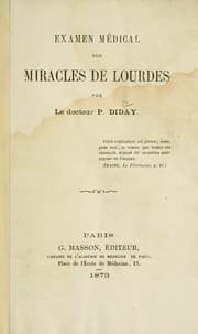 Tapa de Examen médical des miracles de Lourdes