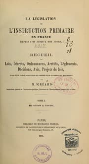 Tapa de La législation de l'instruction primaire en France depuis 1789 jusqu'à nos jours