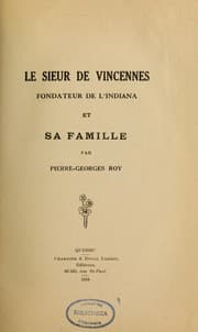 Tapa de Le Sieur de Vincennes, fondateur de l'Indiana et sa famille