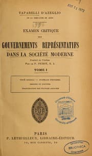 Tapa de Examen critique des gouvernements représentatifs dans la société moderne
