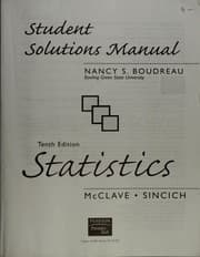 Tapa de Student solutions manual, Statistics, tenth edition / McClave, Sincich